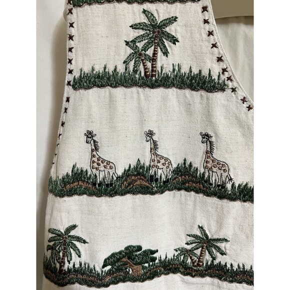 Vintage Vest Embroidery Animal Zoo Safari Elephant Giraffe Retro Teacher S11 - Picture 5 of 6